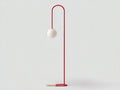 Lampada da scrivania 165×35×25 cm - metallo rosso e vetro bianco - stelo arcuato con globo sospeso per camera da letto