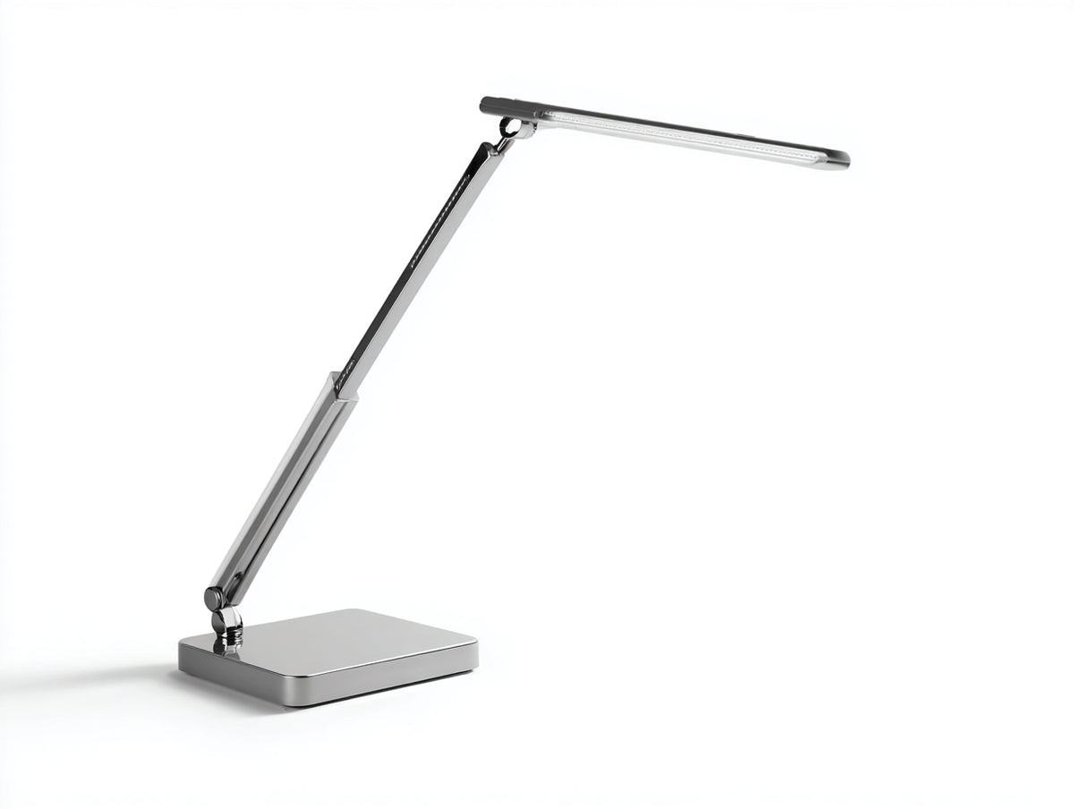 Lampada da scrivania 42×18×55 cm - metallo argento - braccio snodato e testa lineare orientabile per camera da letto