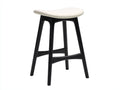 Pedale alto 48×43×76 cm - ecopelle avorio e legno nero - seduta a sella con traverse curve per camera da letto