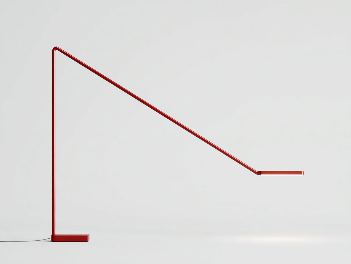 Lampada da scrivania geometrica 175×30×160 cm - metallo rosso - braccio diagonale lungo con luce LED per camera da letto
