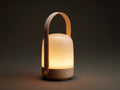 Lampada da scrivania 18×13×31 cm - corpo beige caldo e maniglia marrone - luce diffusa portatile per camera da letto