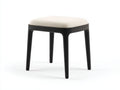 Pedale imbottito 47×42×50 cm - tessuto crema e legno nero - seduta quadrata con telaio integrato per camera da letto