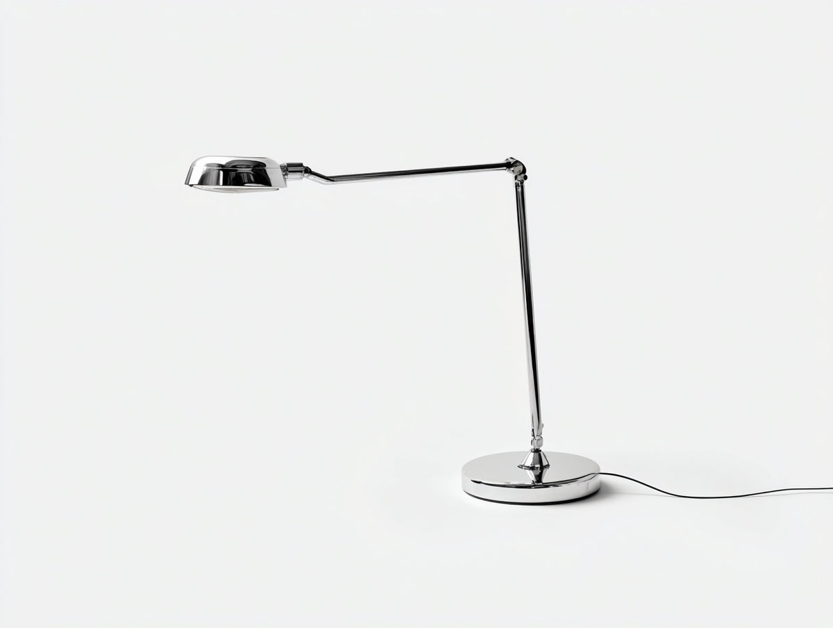 Lampada da scrivania 64×20×58 cm - metallo cromato - braccio lungo articolato e paralume compatto per camera da letto