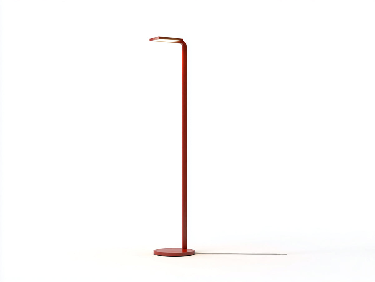 Lampada da scrivania a stelo 35×22×160 cm - metallo rosso - testa LED piatta su base circolare per camera da letto